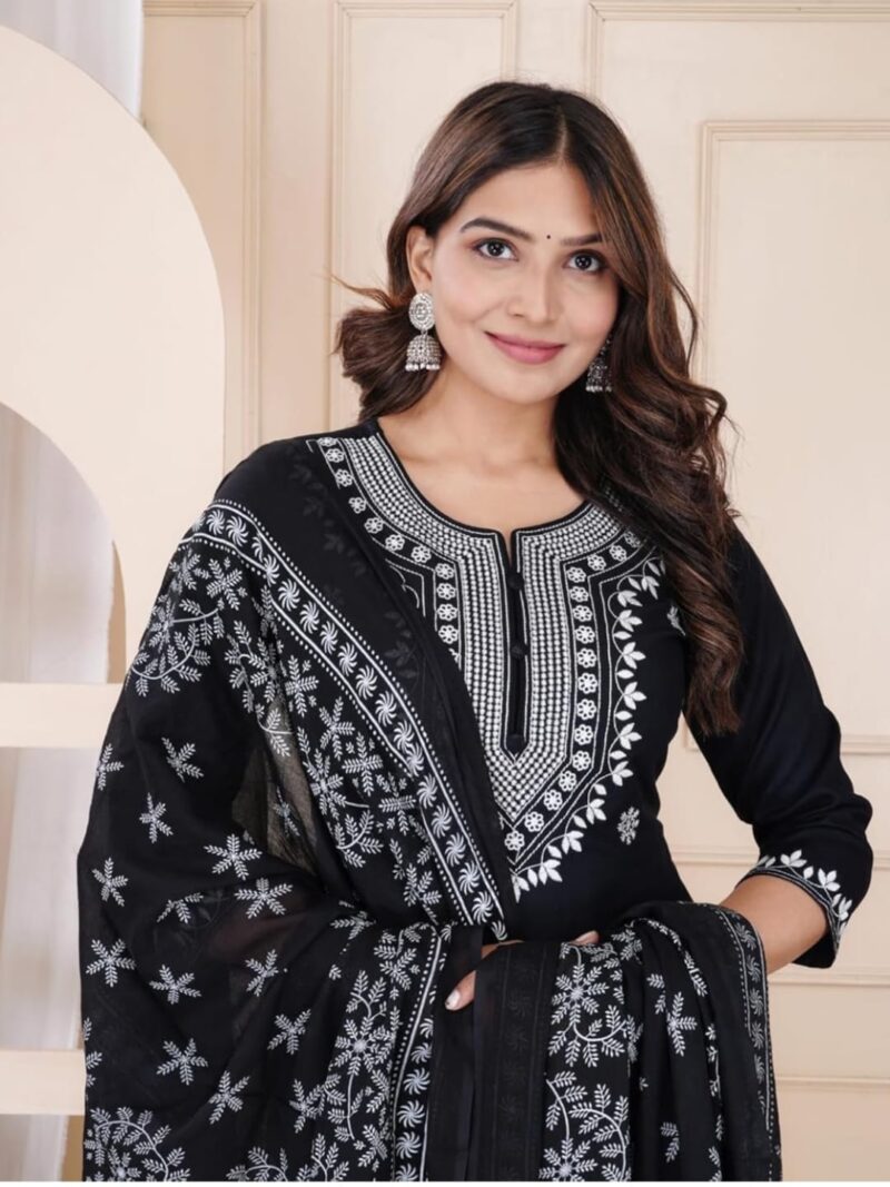 Women Viscose Rayon Kurta Pant Dupatta Set - Image 5