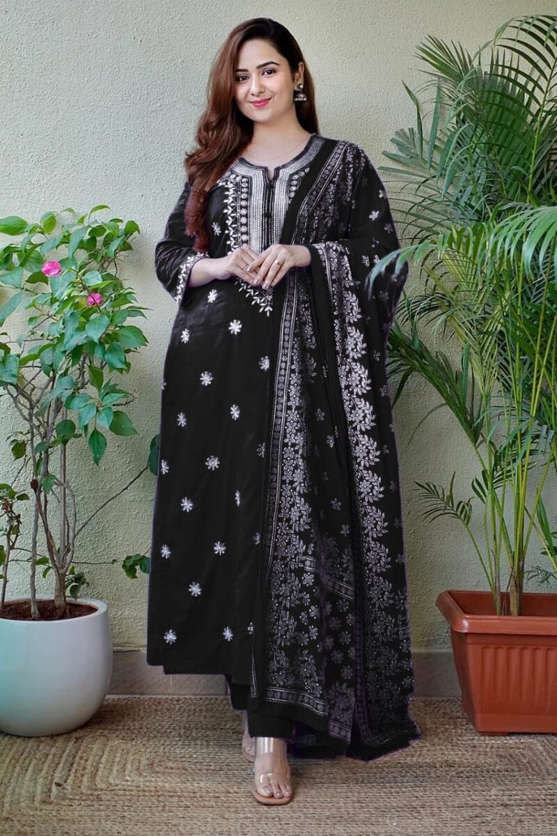 Women Viscose Rayon Kurta Pant Dupatta Set